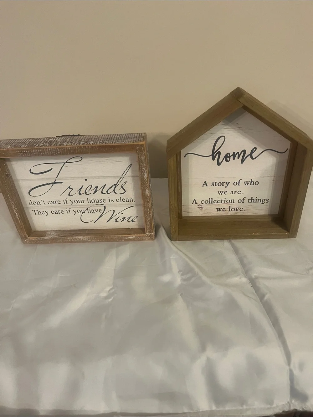 Kirklands White and Brown 'Home' and 'Friends' Wooden Frame Pair